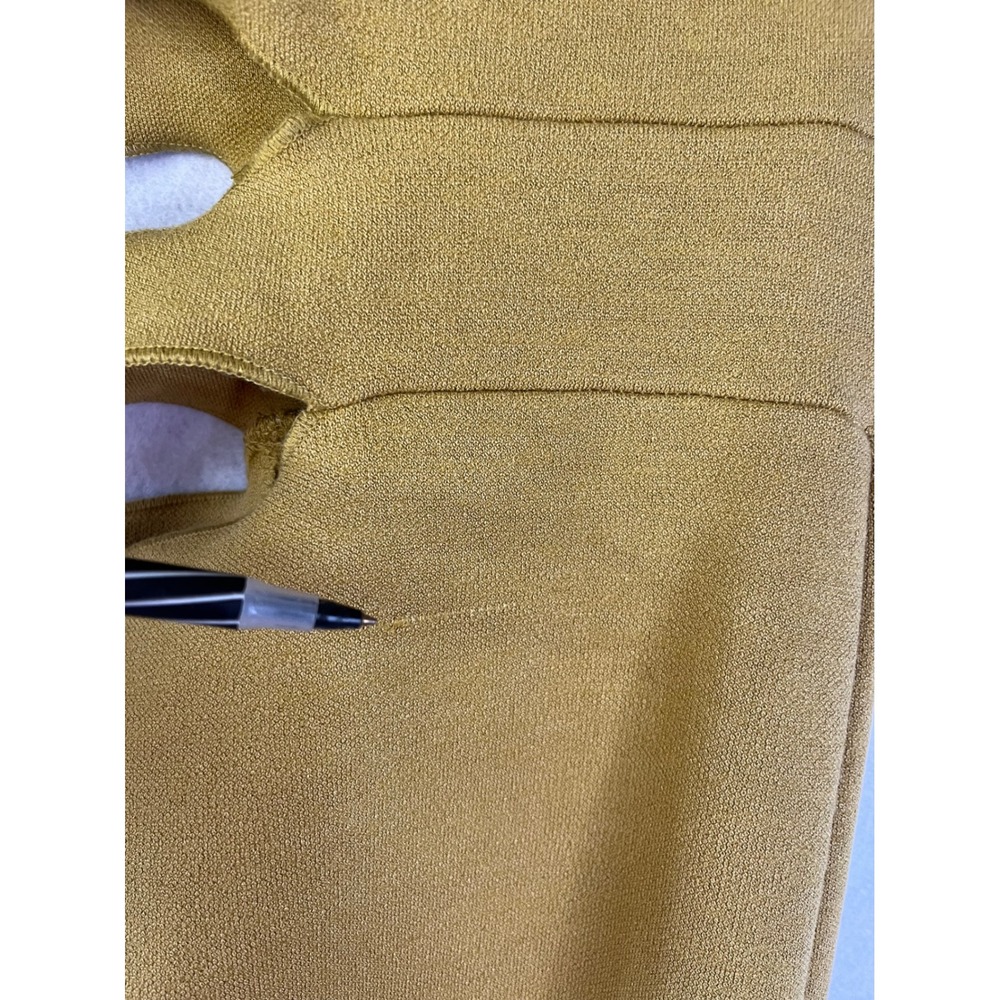 Zara Dress Cut Out Stretch Knit Sz M Mustard Yellow One Shoulder Midi - Picture 3 of 5